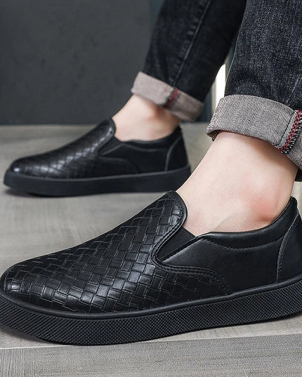 Classic Men’s Faux Leather Slip-On Loafers – Casual Flat Shoes