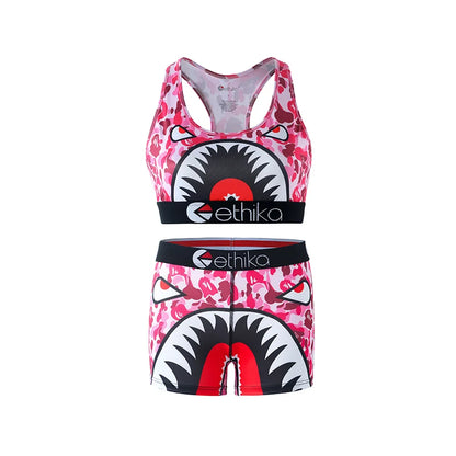 ETHIKA Women's Two-Piece Vest Shorts Swimsuit with Sweat-Absorbing and Quick-Drying Fabric