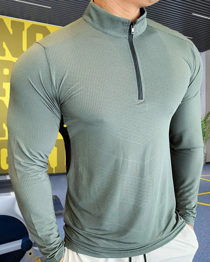 Men's High Collar Compression Fitness Sweatshirt - Various Colors