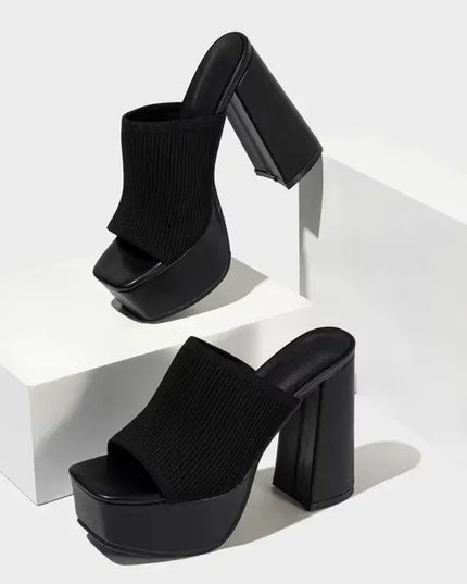 Open Toe High Heel Sandals for Women - Breathable Knitted Design