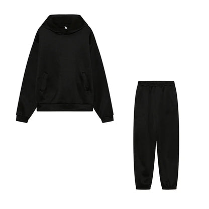 Women's Thickened Long-Sleeve Hoodie and Drawstring Pants Set