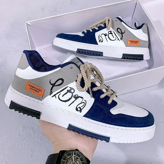 Men's Multicolour Graffiti Print Lace-Up Sneakers