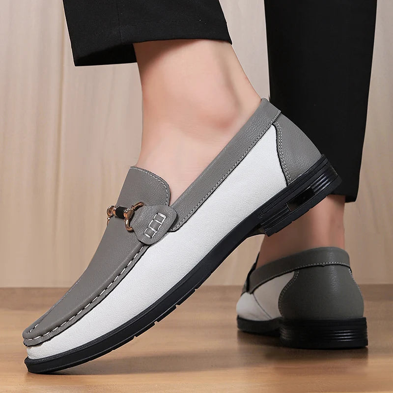Men's Genuine Leather Loafers – Casual Slip-On Dress Shoes for Men