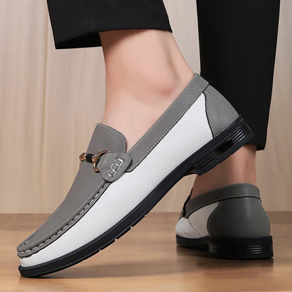Men's Genuine Leather Loafers – Casual Slip-On Dress Shoes for Men