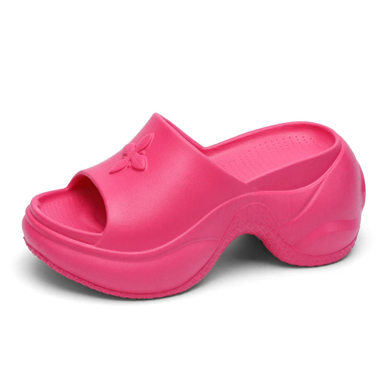 Women’s Thick Sole Wedge Heels – 9cm Chunky Platform Slippers
