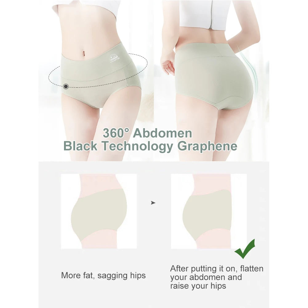 5 Pack Women's Cotton High-Waisted Underwear - Tummy Control & Butt Lift