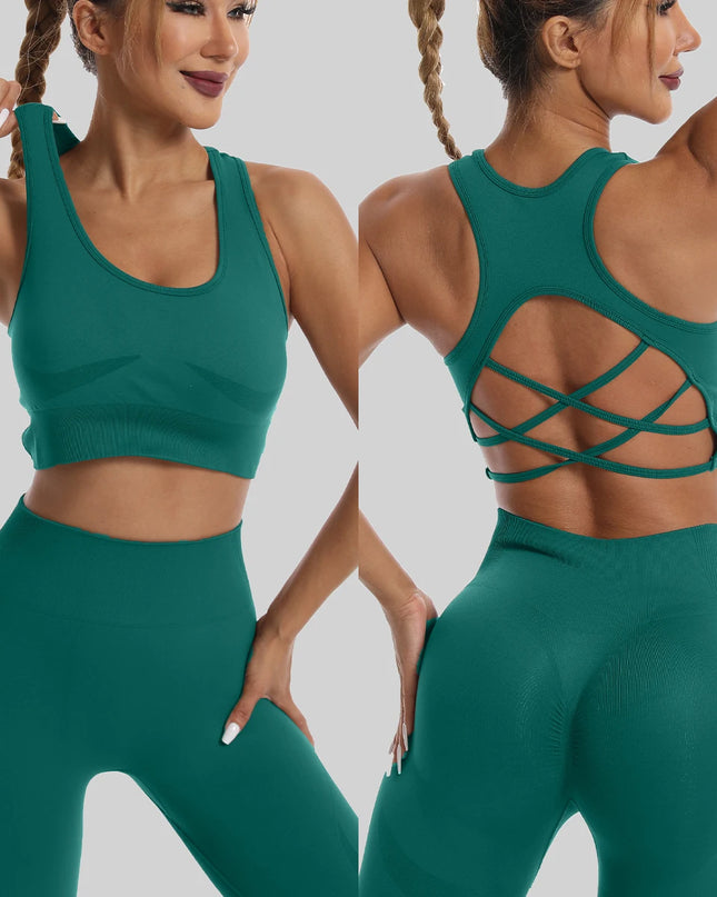 High Waist Seamless Leggings and Bra Set for Women