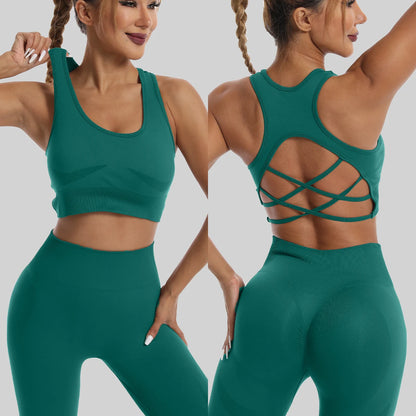High Waist Seamless Leggings and Bra Set for Women