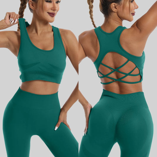High Waist Seamless Leggings and Bra Set for Women