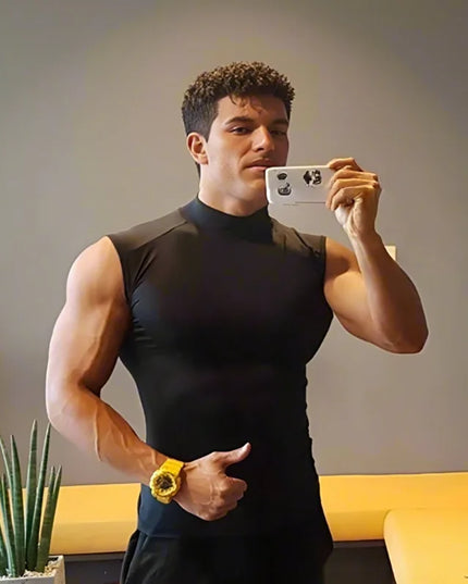 Men's Elastic Quick-Dry Slim Fit Turtleneck Vest
