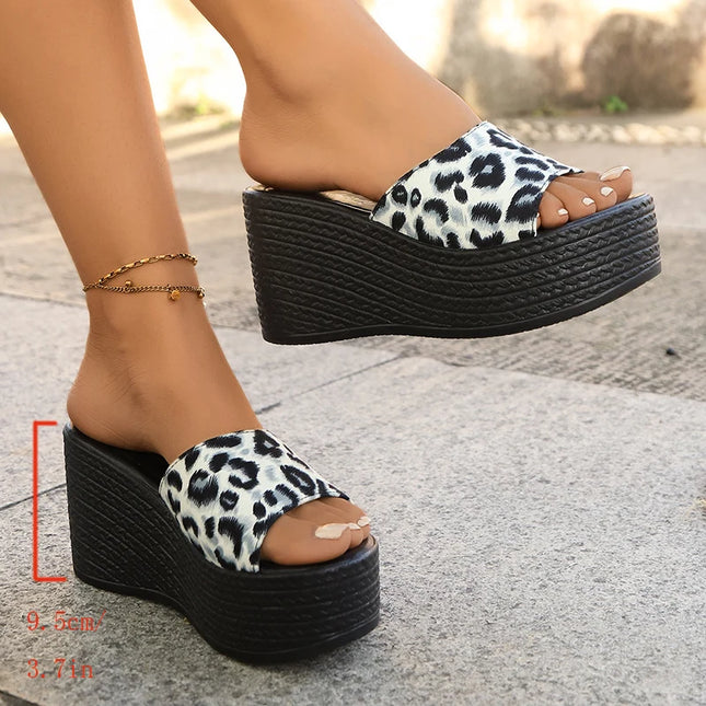 Leopard Print Women's High Platform Sandals