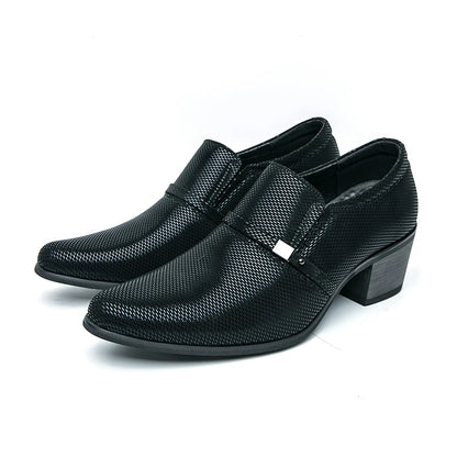 Men's Faux Leather Slip-On Loafers with Height-Enhancing Design