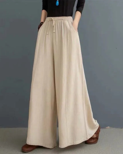 Women’s Cotton Bohemian Loose Wide-Leg Trousers
