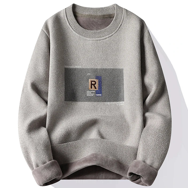 Men's Fleece-Lined Sweater - Comfortable Warm Men's Pullover