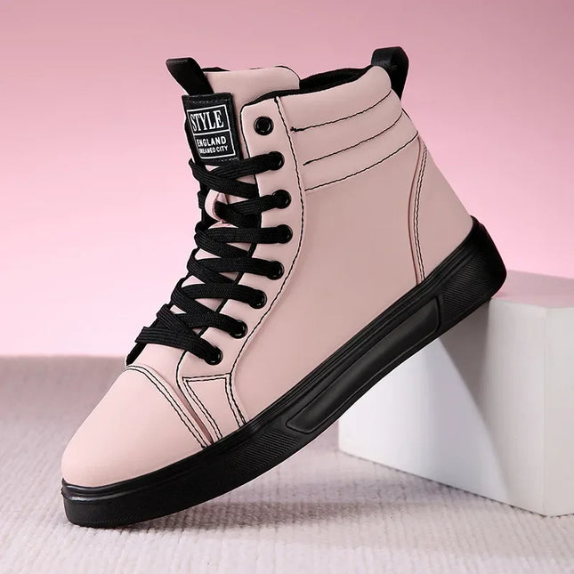 Men's High Top Faux Leather Sneakers with Lace-Up Closure