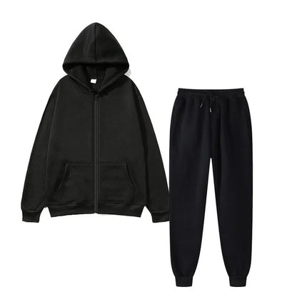 Unisex Two-Piece Hooded Sweater and Sweatpants Set - Casual Lounge Wear, Athletic Activewear, Comfortable Fit