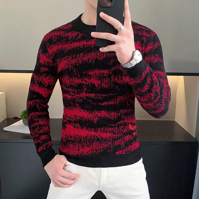 Men's Long Sleeve Velvet Knit Sweater