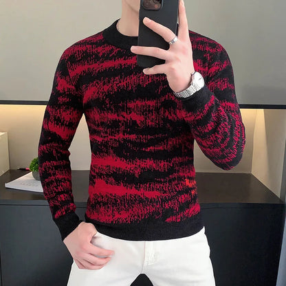 Men's Long Sleeve Velvet Knit Sweater