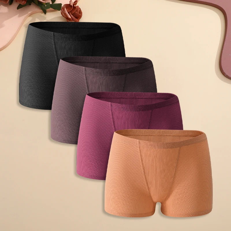 Set of 4 Women's Cotton Striped High-Waist Underwear
