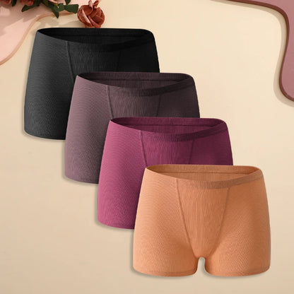 Set of 4 Women's Cotton Striped High-Waist Underwear
