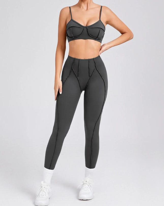 Women's Seamless 2-Piece Yoga Set - High-Waist Leggings and Bra for Fitness & Activewear