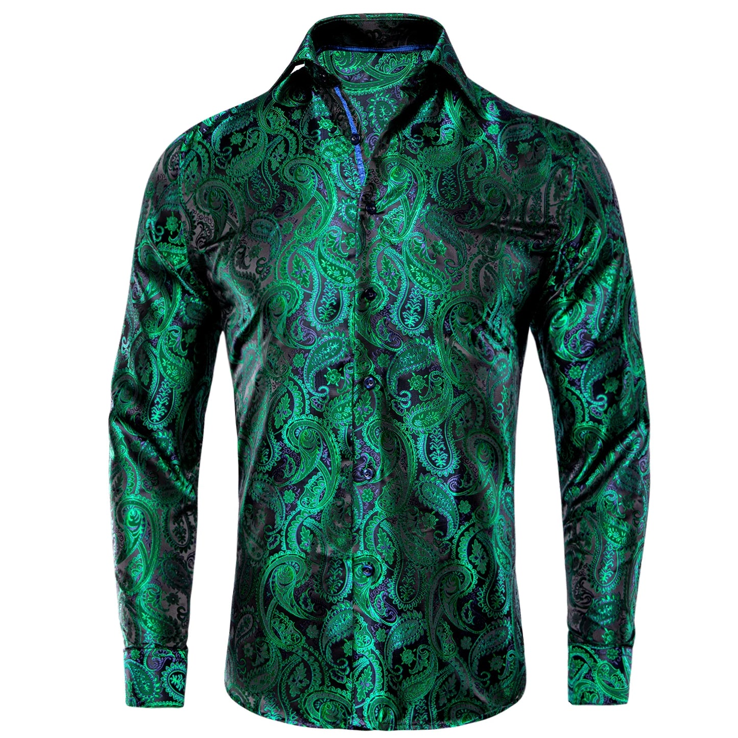 Luxury Gold Men's Silk Jacquard Lapel Shirt