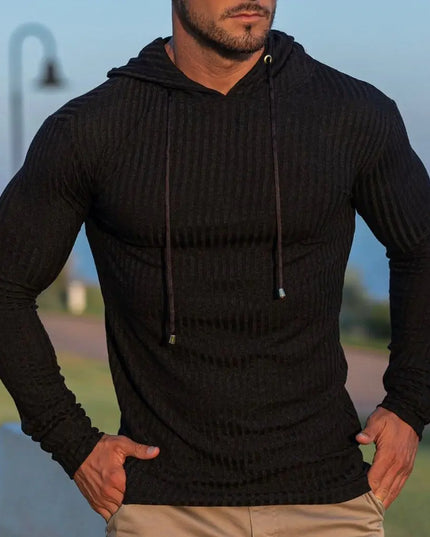Men's Slim Fit Hooded Knit Sweater - Various Colors
