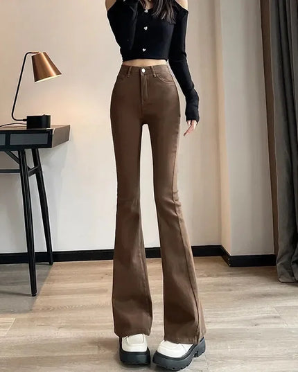 High Waist White Jeans for Women - Slim Fit Flared Denim Pants