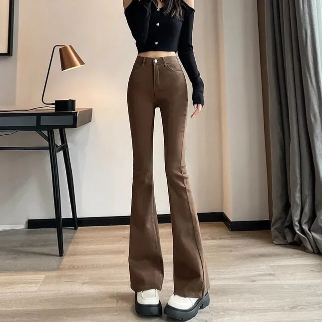 High Waist White Jeans for Women - Slim Fit Flared Denim Pants