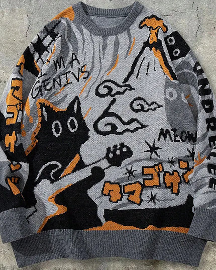 Men's Retro Long-Sleeve Knitted Sweater - Stylish Vintage Men's Knitwear