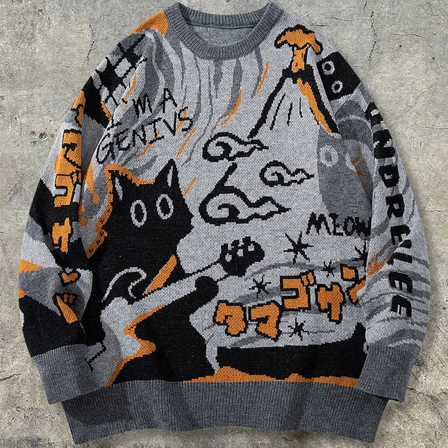 Men's Retro Long-Sleeve Knitted Sweater - Stylish Vintage Men's Knitwear