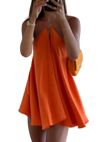 Women's Off-Shoulder Dress - Elegant Sleeveless, Hollow Out, Backless Design