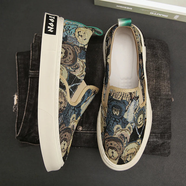 Men's Casual Slip-On Canvas Sneakers - Comfortable Flat Shoes for Everyday Wear