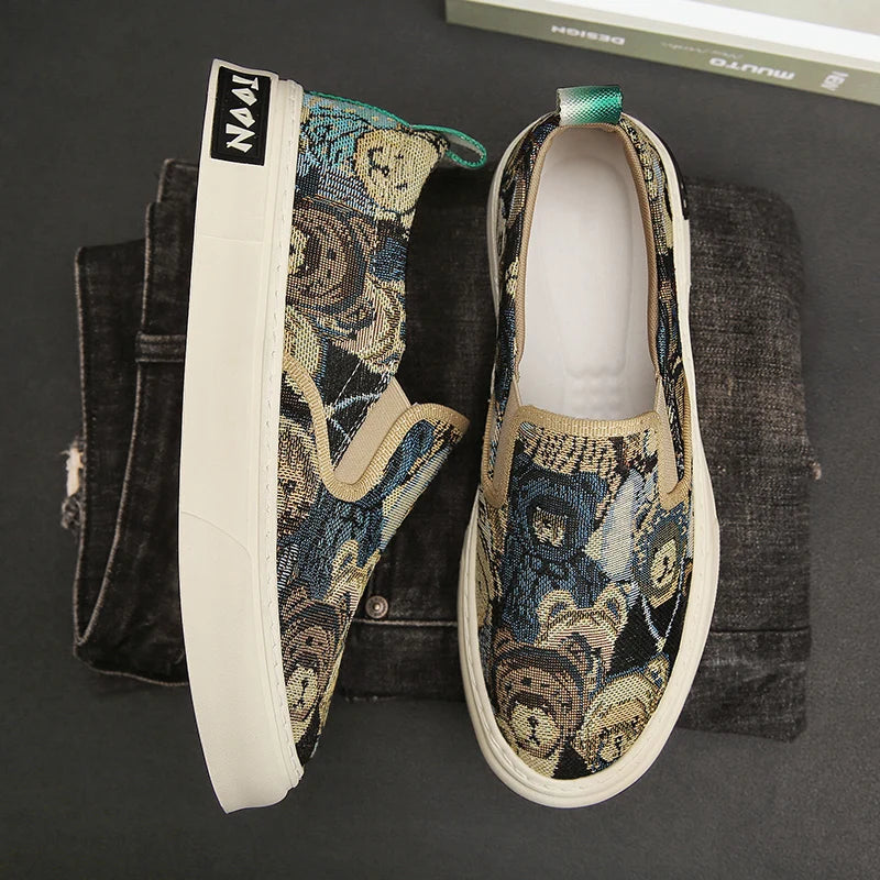 Men's Casual Slip-On Canvas Sneakers - Comfortable Flat Shoes for Everyday Wear