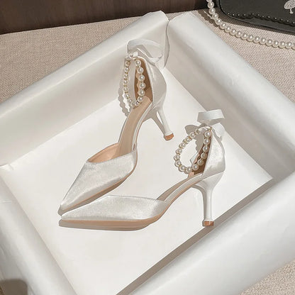 Women’s Thin- Pearl Butterfly Design and Pointed Toe High Heels