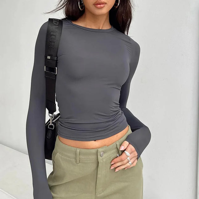 Women Casual Long Crop Top-  Slim Fit - Various Colors