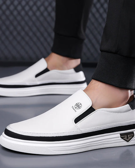 Men’s Leather Slip-On Loafers — Comfortable Flat Shoes