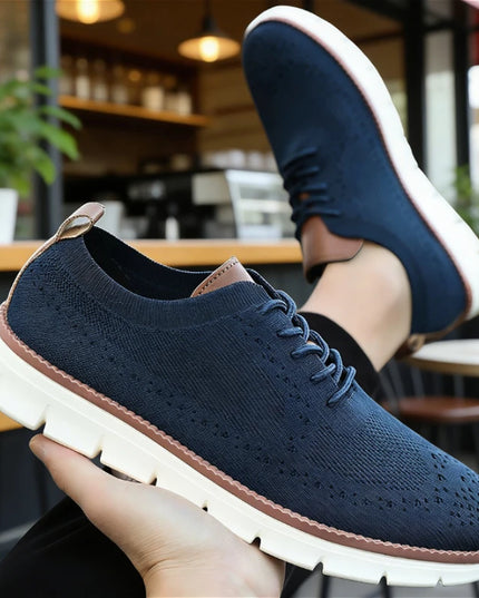 Men's Breathable Casual Shoes with Shock Absorption and Lace-Up Design