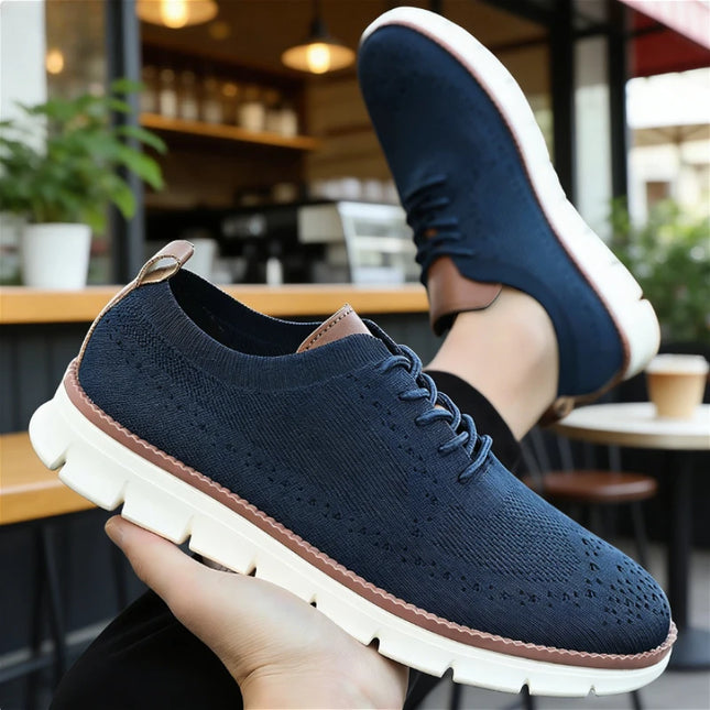 Men's Breathable Casual Shoes with Shock Absorption and Lace-Up Design