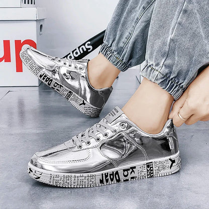 Premium Glossy Lace-Up Sneakers for Men