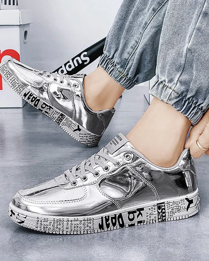 Premium Glossy Lace-Up Sneakers for Men