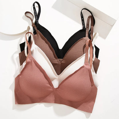 Women's Seamless Deep V Neck Bralette - Comfortable & Stylish Wireless Bra