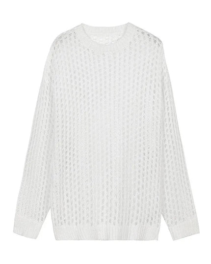Vintage Men’s Loose-Knit Sweater with Hollow-Out Details