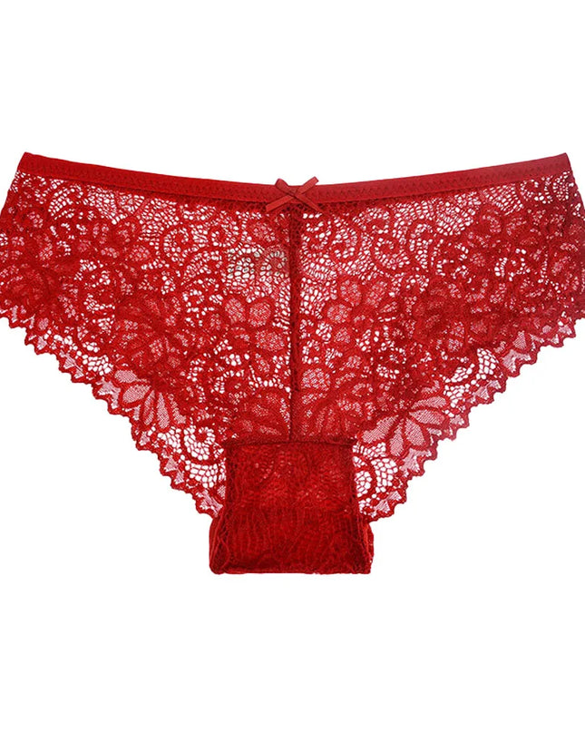 5-Piece Women's Lace Briefs Set - Transparent Low-Rise Panties