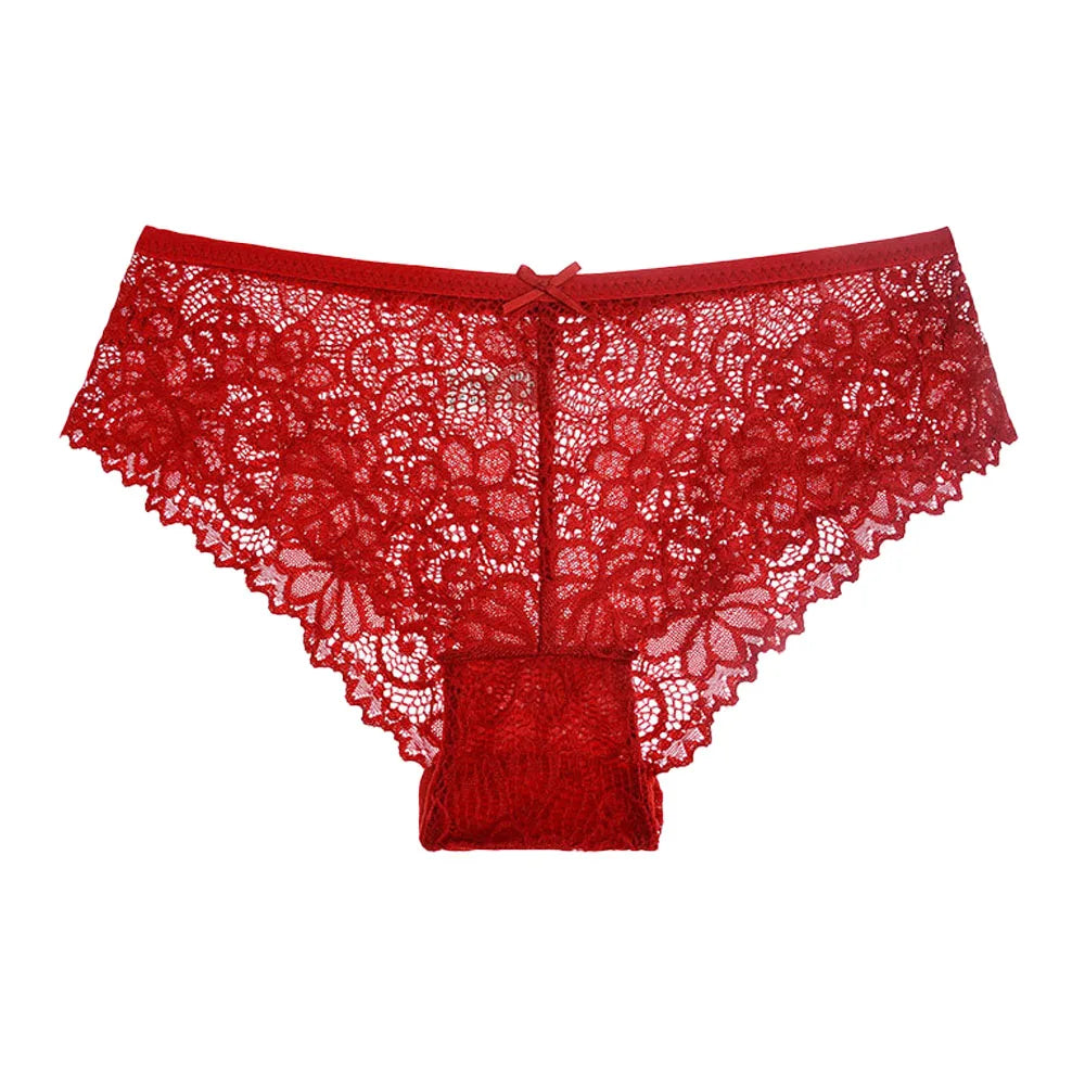 5-Piece Women's Lace Briefs Set - Transparent Low-Rise Panties