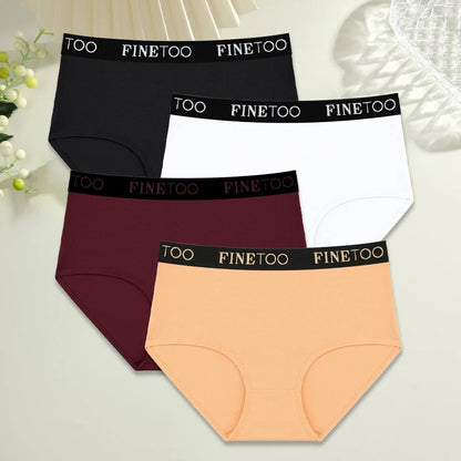 Women's 4-Piece Cotton High-Waist Seamless Breathable Elastic Underwear
