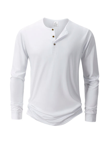 Men's Breathable Long Sleeve Button Henley Sweater