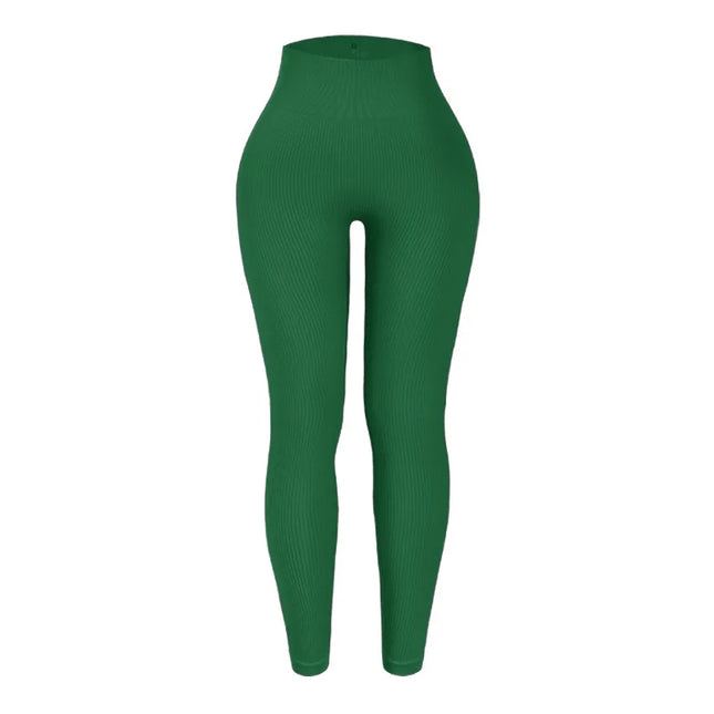 Women's High-Waisted Ribbed Yoga Pants - Various Colors