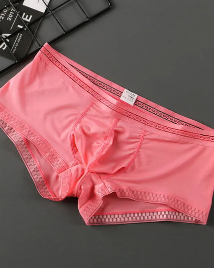 Ultra-Thin Breathable Ice Silk Men's Underwear: Seamless Transparent Boxer Shorts