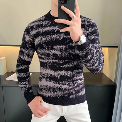 Men's Long Sleeve Velvet Knit Sweater